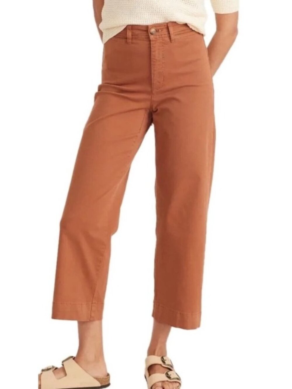 Marine Layer Womens Rust Wide Leg Cotton Pants Size 8